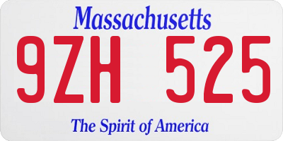 MA license plate 9ZH525