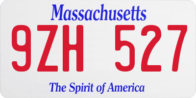 MA license plate 9ZH527