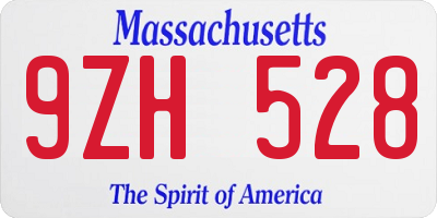 MA license plate 9ZH528