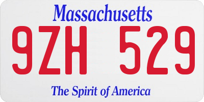 MA license plate 9ZH529