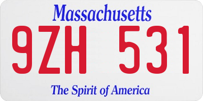 MA license plate 9ZH531