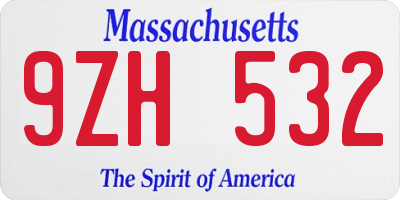 MA license plate 9ZH532