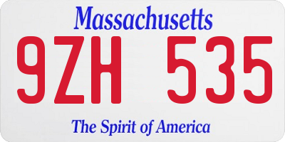 MA license plate 9ZH535