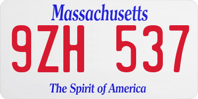 MA license plate 9ZH537