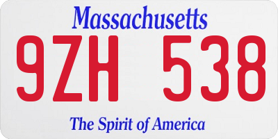 MA license plate 9ZH538