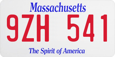 MA license plate 9ZH541