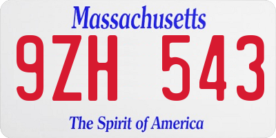 MA license plate 9ZH543