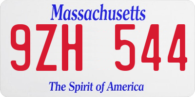 MA license plate 9ZH544