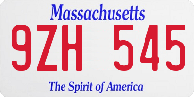 MA license plate 9ZH545