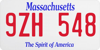 MA license plate 9ZH548