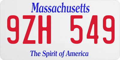 MA license plate 9ZH549