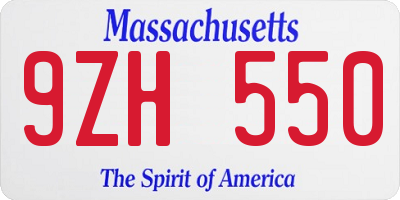 MA license plate 9ZH550
