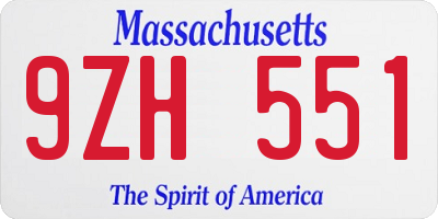 MA license plate 9ZH551