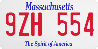 MA license plate 9ZH554