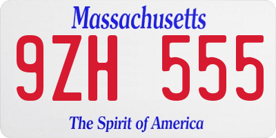 MA license plate 9ZH555