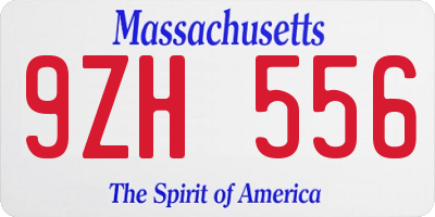 MA license plate 9ZH556