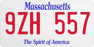 MA license plate 9ZH557