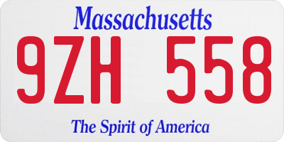 MA license plate 9ZH558
