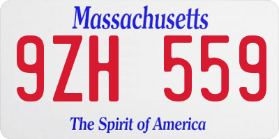 MA license plate 9ZH559