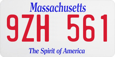 MA license plate 9ZH561