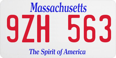 MA license plate 9ZH563