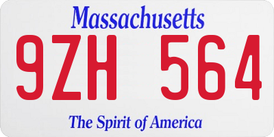 MA license plate 9ZH564