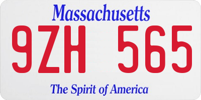 MA license plate 9ZH565