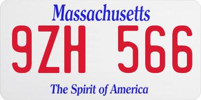 MA license plate 9ZH566