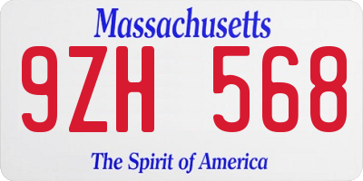 MA license plate 9ZH568