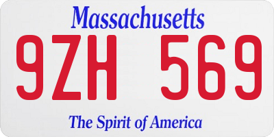 MA license plate 9ZH569