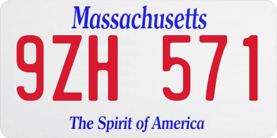 MA license plate 9ZH571