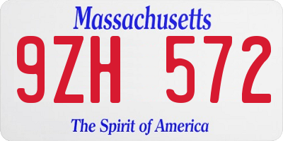 MA license plate 9ZH572