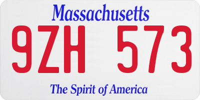 MA license plate 9ZH573