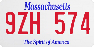 MA license plate 9ZH574