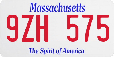 MA license plate 9ZH575