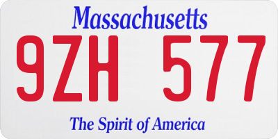 MA license plate 9ZH577