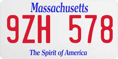 MA license plate 9ZH578
