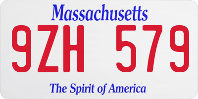 MA license plate 9ZH579