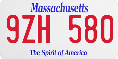 MA license plate 9ZH580