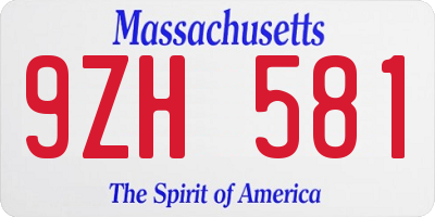 MA license plate 9ZH581