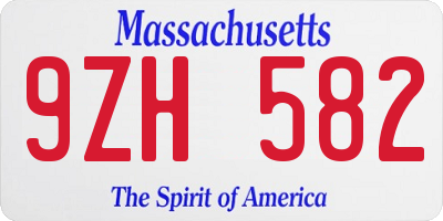 MA license plate 9ZH582