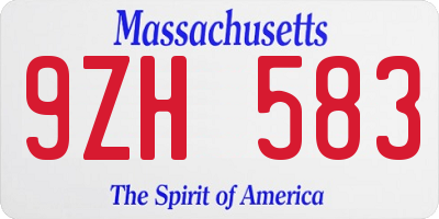 MA license plate 9ZH583