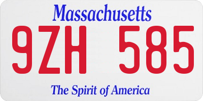 MA license plate 9ZH585