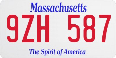 MA license plate 9ZH587