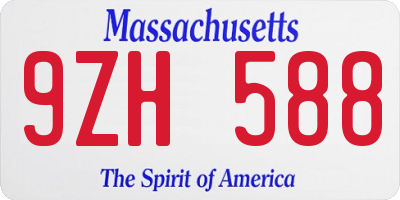 MA license plate 9ZH588