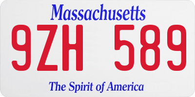MA license plate 9ZH589