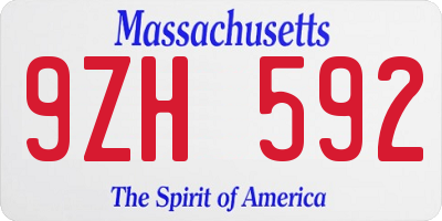 MA license plate 9ZH592
