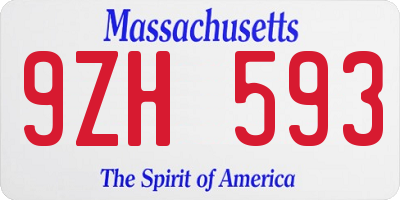 MA license plate 9ZH593