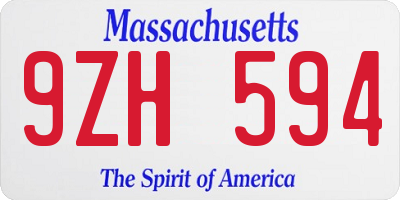 MA license plate 9ZH594