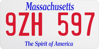 MA license plate 9ZH597